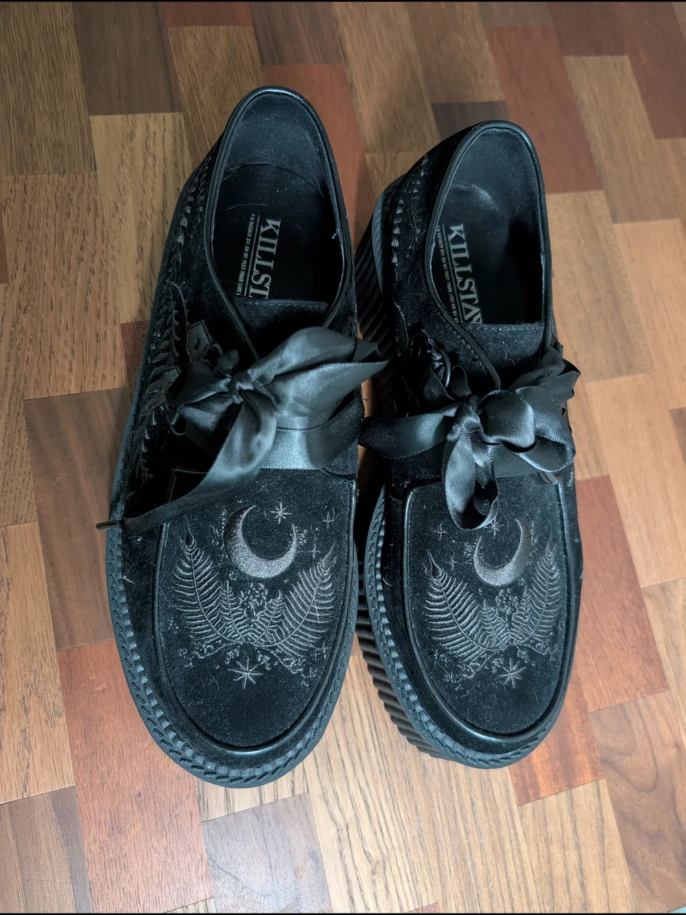 Killstar Black Velvet Crescent Moon Platform Creepers